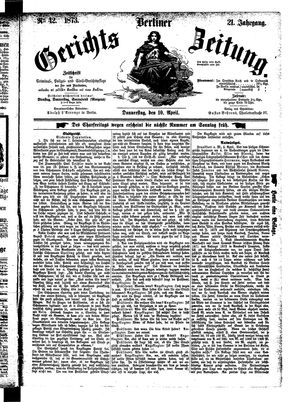 Berliner Gerichts-Zeitung vom 10.04.1873