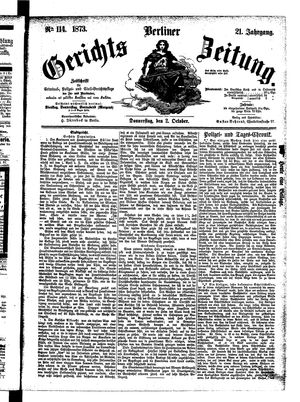 Berliner Gerichts-Zeitung vom 02.10.1873