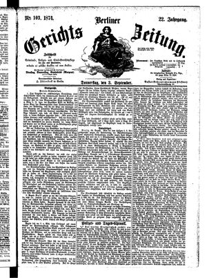 Berliner Gerichts-Zeitung vom 03.09.1874