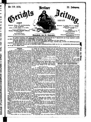 Berliner Gerichts-Zeitung vom 19.09.1874