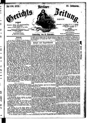 Berliner Gerichts-Zeitung vom 19.11.1874