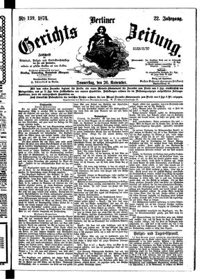 Berliner Gerichts-Zeitung vom 26.11.1874
