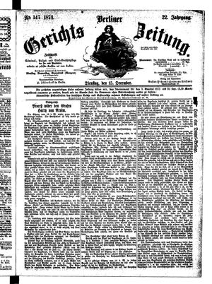 Berliner Gerichts-Zeitung vom 15.12.1874