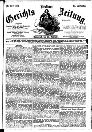 Berliner Gerichts-Zeitung vom 25.11.1876