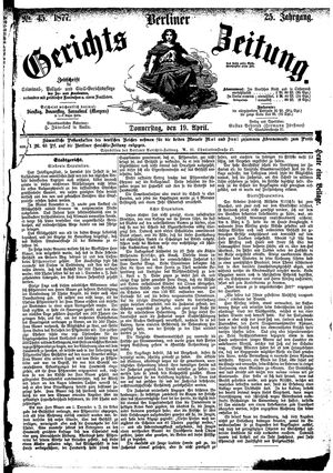 Berliner Gerichts-Zeitung vom 19.04.1877