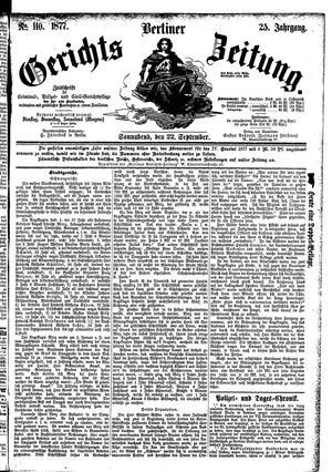 Berliner Gerichts-Zeitung vom 22.09.1877