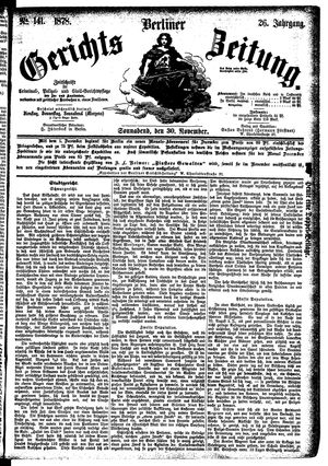 Berliner Gerichts-Zeitung vom 30.11.1878