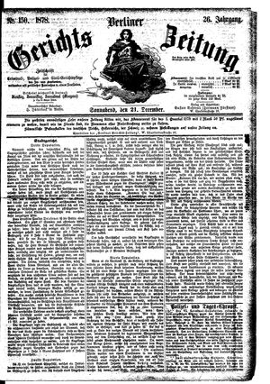 Berliner Gerichts-Zeitung vom 21.12.1878