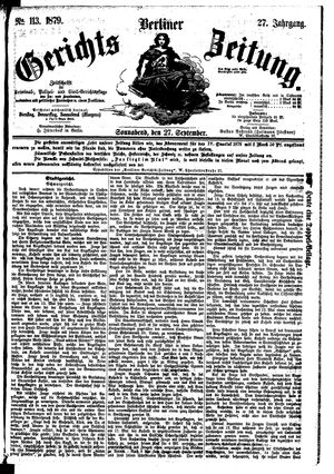 Berliner Gerichts-Zeitung vom 27.09.1879