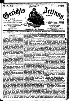 Berliner Gerichts-Zeitung vom 27.11.1879