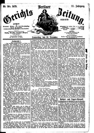 Berliner Gerichts-Zeitung vom 18.12.1879