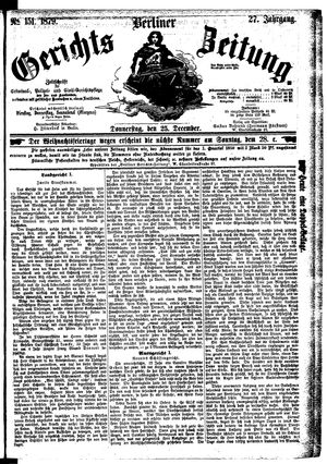 Berliner Gerichts-Zeitung vom 25.12.1879