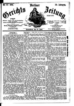Berliner Gerichts-Zeitung vom 18.06.1881