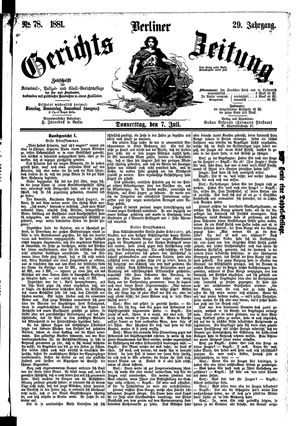 Berliner Gerichts-Zeitung vom 07.07.1881