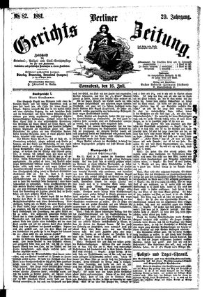 Berliner Gerichts-Zeitung vom 16.07.1881