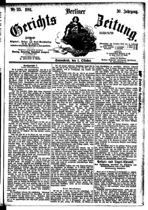 Berliner Gerichts-Zeitung vom 01.10.1881