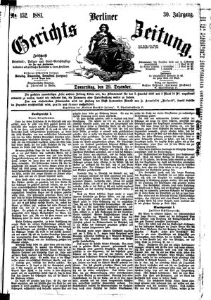 Berliner Gerichts-Zeitung vom 29.12.1881