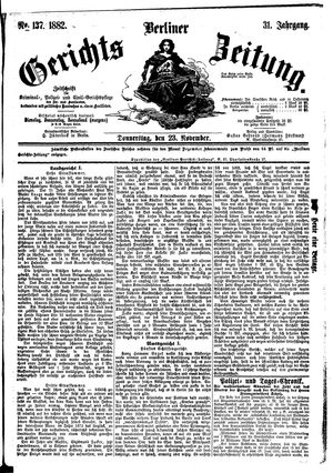 Berliner Gerichts-Zeitung vom 23.11.1882