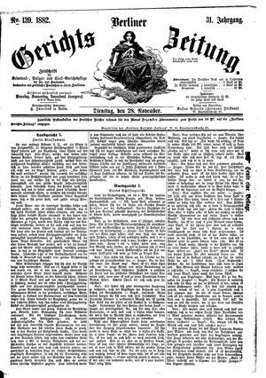 Berliner Gerichts-Zeitung vom 28.11.1882