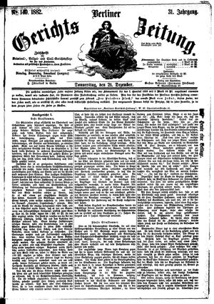 Berliner Gerichts-Zeitung vom 21.12.1882