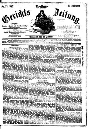 Berliner Gerichts-Zeitung on Feb 24, 1883