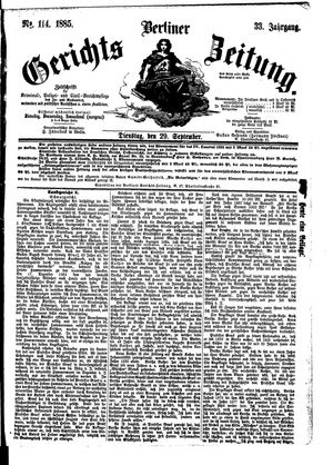 Berliner Gerichts-Zeitung vom 29.09.1885