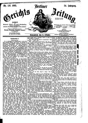 Berliner Gerichts-Zeitung vom 03.10.1885