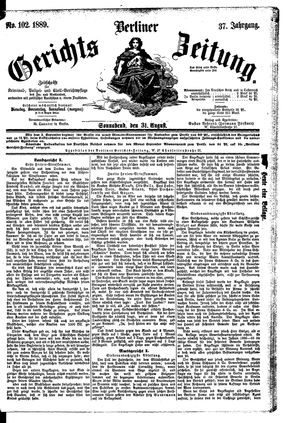 Berliner Gerichts-Zeitung vom 31.08.1889