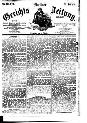 Berliner Gerichts-Zeitung vom 01.10.1889