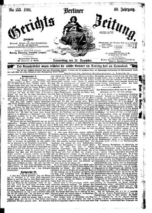 Berliner Gerichts-Zeitung vom 31.12.1891