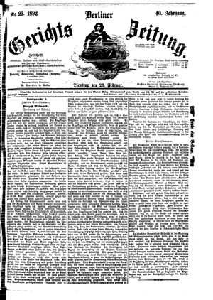 Berliner Gerichts-Zeitung vom 23.02.1892