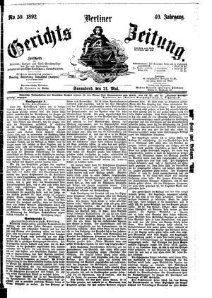 Berliner Gerichts-Zeitung on May 21, 1892