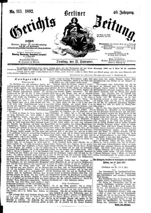 Berliner Gerichts-Zeitung vom 27.09.1892