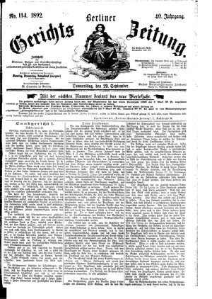 Berliner Gerichts-Zeitung vom 29.09.1892