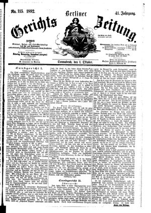 Berliner Gerichts-Zeitung vom 01.10.1892