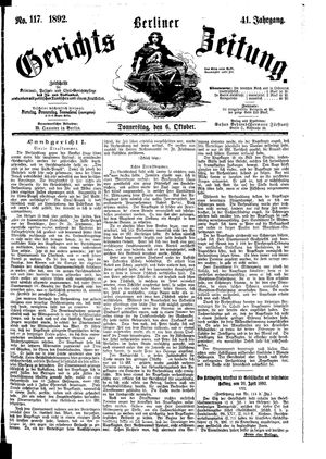 Berliner Gerichts-Zeitung vom 06.10.1892
