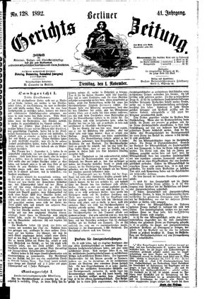 Berliner Gerichts-Zeitung vom 01.11.1892