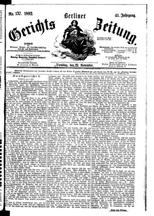 Berliner Gerichts-Zeitung vom 22.11.1892
