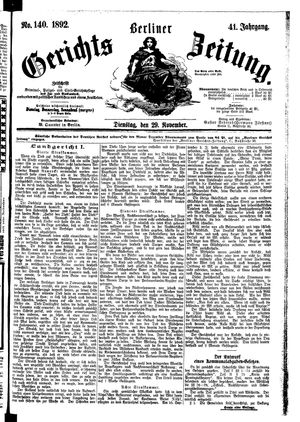 Berliner Gerichts-Zeitung vom 29.11.1892