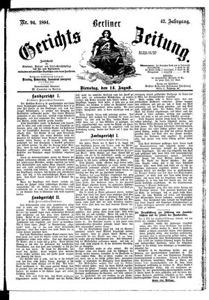 Berliner Gerichts-Zeitung on Aug 14, 1894