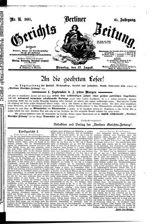 Berliner Gerichts-Zeitung on Aug 17, 1897