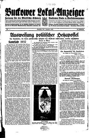 Buckower Lokal-Anzeiger vom 01.01.1933