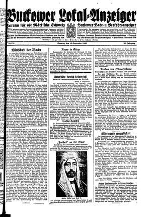 Buckower Lokal-Anzeiger vom 10.09.1933