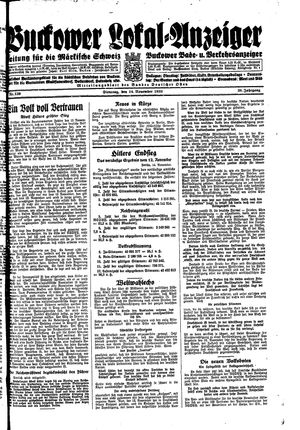 Buckower Lokal-Anzeiger vom 14.11.1933