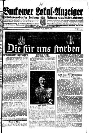 Buckower Lokal-Anzeiger vom 25.02.1934