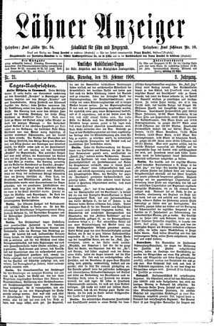 Lähner Anzeiger vom 20.02.1906