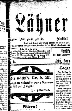 Lähner Anzeiger vom 15.04.1906