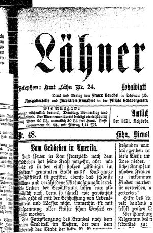 Lähner Anzeiger vom 24.04.1906