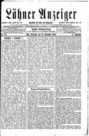 Lähner Anzeiger vom 27.11.1906