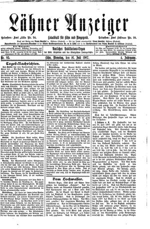 Lähner Anzeiger vom 16.07.1907